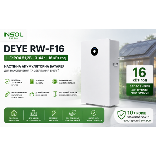 Аккумуляторная батарея на 16 кВт Deye RW-F16 (LiFePo4 51,2В 314Ач 16 кВт*ч)