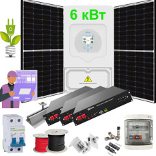 Гібридна сонячна електростанція на 6 кВт під ключ Deye SUN-6K-SG03LP1-EU + DYNESS B4850 + Longi Solar LR5-54HTH-435M