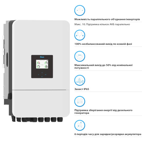 Гибридный инвертор трехфазный DEYE SUN-16K-SG05LP3-EU-SM2 WiFi (16 kW, 3 фазы, 2 MPPT, LV)