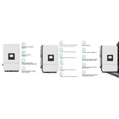 Гібридний інвертор трифазний низковольтний на 20 кВт DEYE SUN-20K-SG05LP3-EU-SM2 WiFi (20 kW, 3 фази, 2 MPPT, LV)
